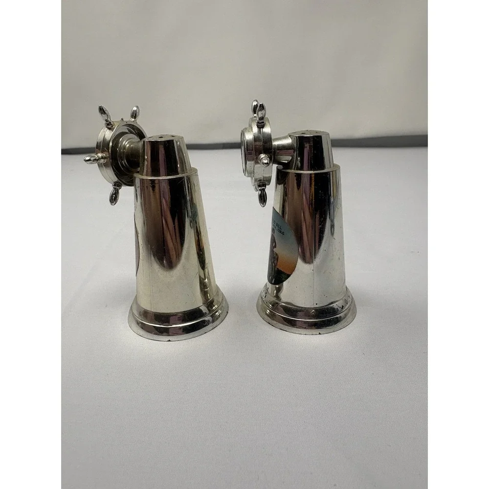 Vintage Souvenir Salt & Pepper Shakers Compass Ship‎ Wheel Lookout Mtn Colorado
